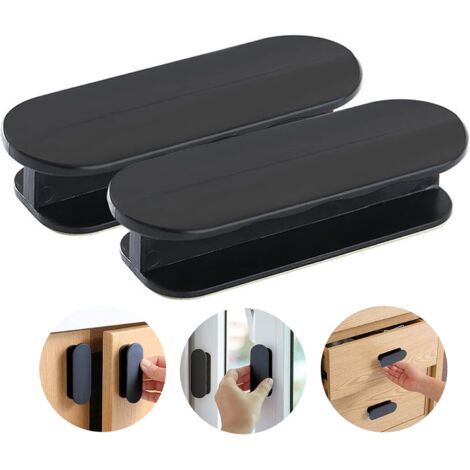 CiciIng Lot de 2 poignées de porte de balcon, poignées de porte, poignées de porte, poignées de placard, poignée de porte, porte de balcon, extérieur en plastique, poignée de meuble en verre, noir (1/4)
