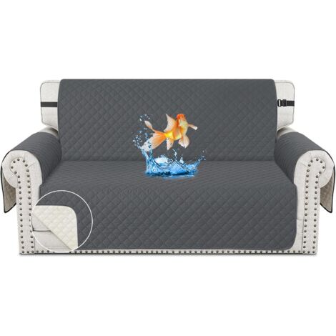 CHELZEN Housse de canapé imperméable à l'eau, Housse de canapé réversible 2 Places, Protecteur de Meubles pour Chiens pour Enfants dans Le Salon (2 Place, Gris Foncé) (1/5)