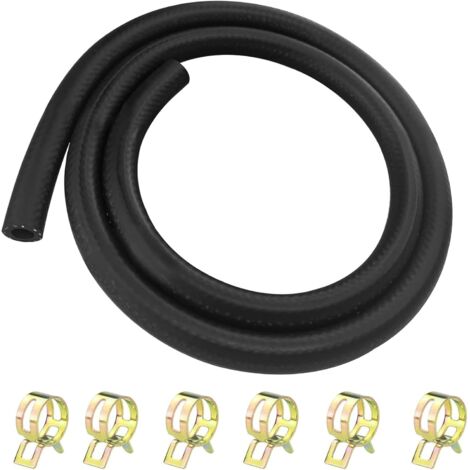 Ø 6 mm Tuyau de Carburant Kit Conduite de Carburant avec 6 Pièces Collier de serrage, 1m Tuyau Durite d'essence pour Petits Moteurs, Moto, Voiture, Scooters, Camions (1/5)