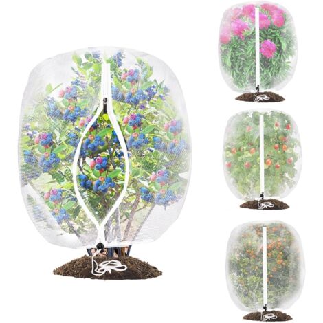 2 pièces de grand filet pour arbre fruitier avec cordon de serrage et fermeture éclair, filet de jardin de 2,44  2,44 m pour la protection du jardin, filet anti-insectes et oiseaux pour arbres (1/5)