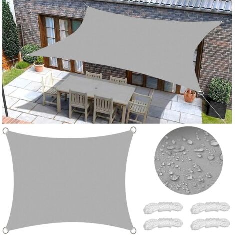 1 Voile D'ombrage Rectangulaire,Imperméable,Tissu Polyester,Anneau En D,Jardin Terrasse Balcon (1/5)