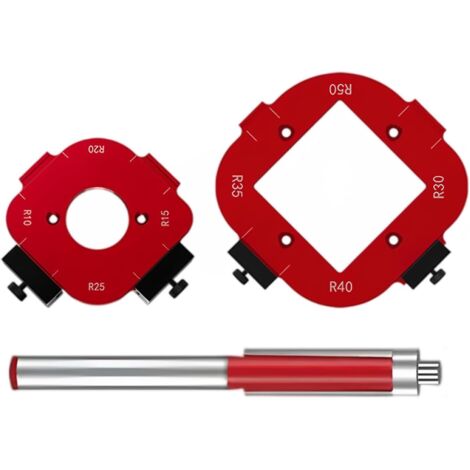 2 Lot Gabarit Défonceuse Bois R10-R50, Aluminium Robuste, Découpes Centrales, Marquage Rouge, Menuiserie DIY (1/5)