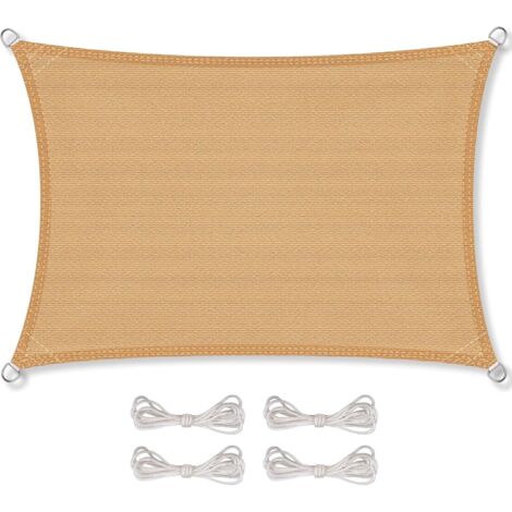 CelinaSun Voile d'ombragePare-Soleil Jardin Balcon Polyéthylène HDPE Respirant Rectangle 2 x 5 m Beige Sable (1/5)