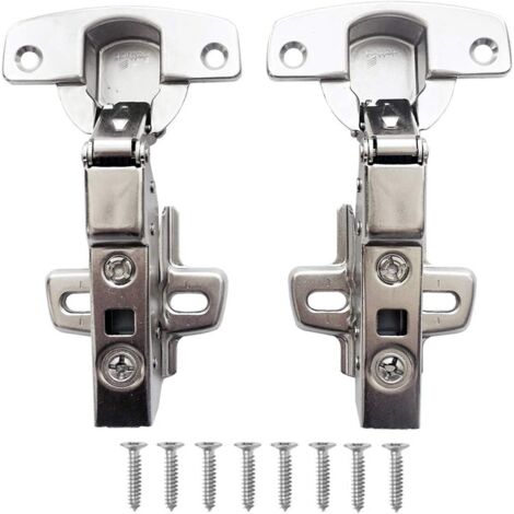 Lot de 2 Charnière Semi-applique 110 Degré Acier Amortisseur Intégré pour Armoire Cuisine Porte 15-24mm (1/5)