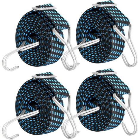 4 Sangles d'arrimage, Crochets doubles, Latex renforcé, 100 cm, Pour moto, camion (1/5)