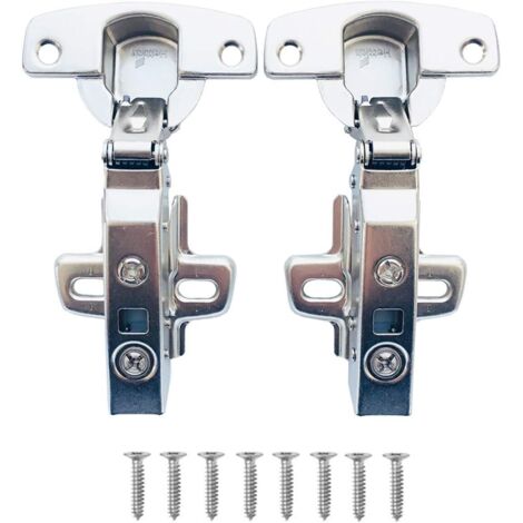 Lot de 2 Charnière Complètement en Applique 110 Degré Acier Amortisseur Intégré pour Armoire Cuisine (1/5)