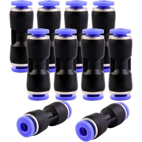Lot de 10 Raccord pneumatique, Push In 4mm, Droit, Air comprimé, Industrie (1/5)