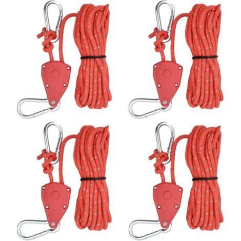 4 Pièces Corde Tente 6mm x 5m Nylon Réfléchissant avec Tendeur à Cliquet pour Camping Randonnée (1/5)