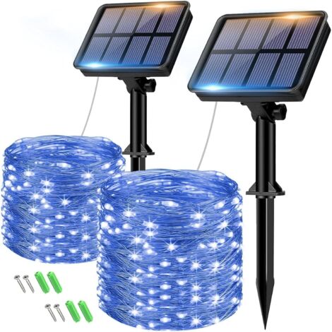 Lot de 2 Guirlande Solaire, 80 LED, 8 Modes, Étanche, Jardin Terrasse Noël (1/5)