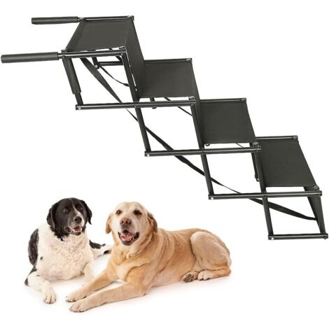 Échelle Légère De Rampe De Voiture De Chien De 5 étapes avec Les Escaliers d'animal Familier De Cadre en Métal De Pliage De Fond Antidérapant pour Les Voitures, SUV Et Lit Haut