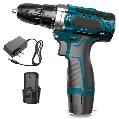 Perceuse sans fil 12V, perceuse électrique pour bricoleur et artisans avec batterie et chargeur (12V double vitesse - 2 batteries 1 charge + accessoires) (1/5)