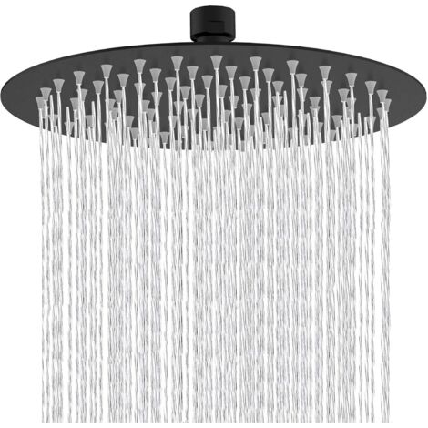 10 pouces pommeau douche Rond fixe tête de douche en acier inoxydable 304 Noir à 360 ° rotatif puissant Haute pression Spray de pulvérisation de salle de bains salle de bains Pommes de douche fixes (1/5)