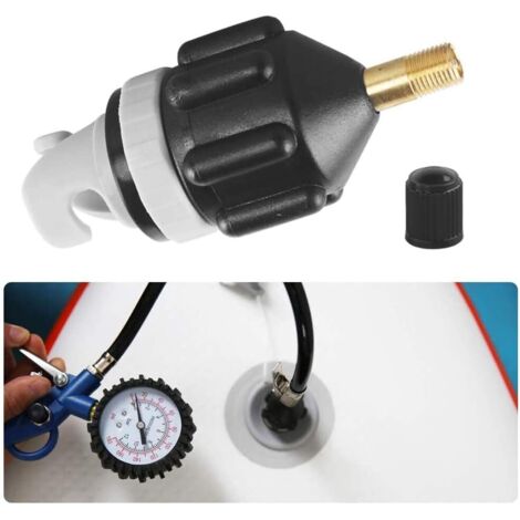 Adaptateur Sup Pompe à Air Conventionnelle Adaptateur Sup pour Compresseur Convertisseur de Pompe à Air pour Canoë Kayak Paddle Board Bateau Pneumatique Adaptateur de Valve Standard Noir (1/5)