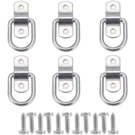 6Pcs D Anneau D'arrimage Anneau d'ancrage de Charge Ancrage de Remorque Anneau D'arrimage Forgé avec 12 Pièces Vis pour Sécuriser la Charge dans Le Camion Remorque (1/5)