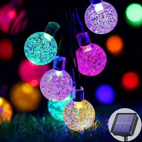 Guirlande Lumineuse Solaire Extérieure, ,50 LED,7m, 8 Modes Economie d'énergie et Protection de l'environnement, Intérieure et Extérieure, Pour Jardin, Arbre, Cour, Mariage, Fête,25mm par ampoule (1/5)