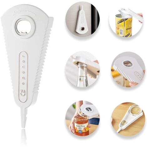 Ouvre Bocal Manuel 3 en 1 Multifonction Ouvre Bouteille de Bière Ouvre Boite Outil de Cuisine Conception Magnétique pour Les Mains Faibles Personnes âgées et Patients d'arthrite Blanc (1/5)