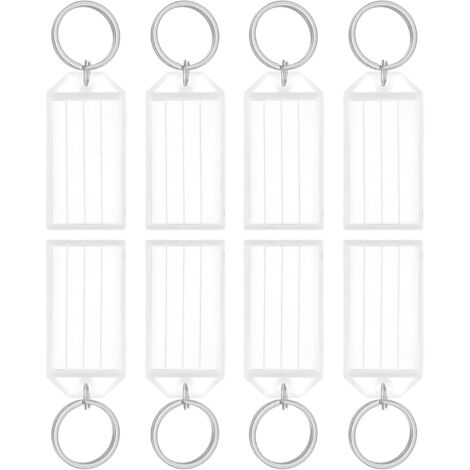 Lot de 20 étiquettes en plastique résistant 5 cm avec identificateurs d'articles blancs avec étiquettes en papier vierges, couvertures transparentes et anneaux fendus (1/5)