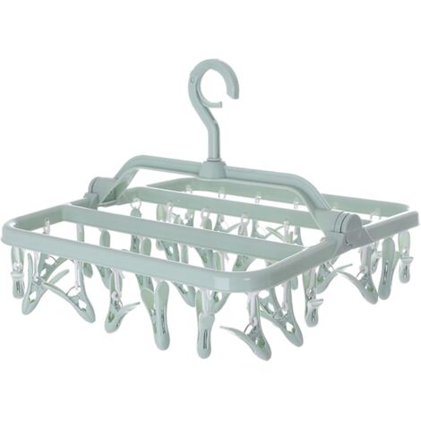 Étendoir à chaussettes, étendoir à vêtements avec 34 clips, étendoir à vêtements suspendu pliable, étendoir à linge intérieur et extérieur pour chaussettes, sous-vêtements et petits vêtements (1/5)