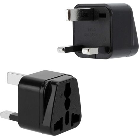 2X Adapteur de Prise en Noir – Set de 2 Pièces Type G Adaptateur de Voyage pour Prise en Courant pour Allemagne, Italie, Espagne, France – Convertisseur Appareil de Conversion (1/5)