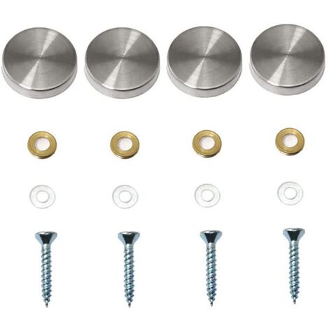 Lot de 4 vis décoratives pour miroir, capuchons décoratifs pour clous, vis décoratives en acier inoxydable poli pour miroirs, armoires ou meubles en verre(0,79"/20 mm) (1/5)