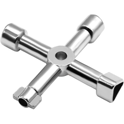 Multifonction 4 façons Universal Triangle Clé,multifonction, clé à interrupteur croisé universel, pour Ascenseurs, Armoires Electriques, Vannes (Argent) (1/5)