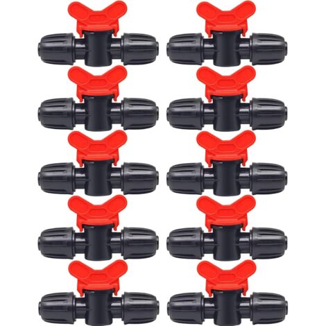 10 Pièces Vanne Commutation d'Irrigation, Irrigation Pipe Valve Switch, Robinet Jardin en Plastique PE, Robinet Barbelé Double Mâle, pour L'irrigation des Pelouses de Jardin, pour 16mm Tuyau (1/5)