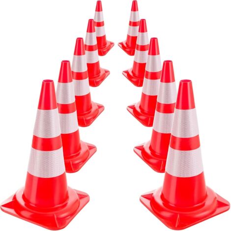 Cônes de signalisation routière cône de Chantier  Orange Blanc  50 cm  10 pièces