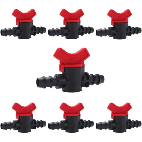 7 Pièces Vanne Commutation d'Irrigation, Irrigation Pipe Valve Switch, Robinet Jardin en Plastique PE, Robinet Barbelé Double Mâle, pour L'irrigation des Pelouses de Jardin, pour 16mm Tuyau (1/4)