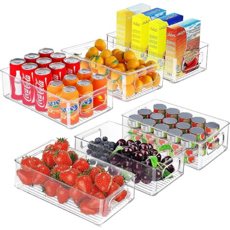 Boite de Rangement Frigo Transparent, Empilable Organisateur Frigo pour Le Réfrigérateur, la Cuisine, Le Garde-Manger, Les Armoires et Les Comptoirs (1/5)