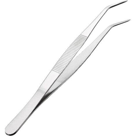 Pince en acier inoxydable 20 cm / 8 pouces avec une extrémité incurvée et dentelée à 60 degrés Pince professionnelle à usages multiples pour le travail industriel, l'utilisation en laboratoire (1/4)