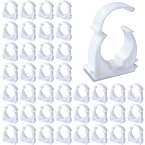 20 Collier de serrage,Fixation murale,Tuyau PVC 25 mm,Plastique blanc,Cuisine Salle de bain Jardin (1/5)