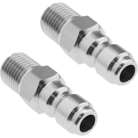2 Pièces Adaptateur, Acier Inoxydable 304, Raccord BSP Mâle 1/4 Pouces, Connexion Rapide, Nettoyeur Haute Pression, 5000 PSI (1/5)