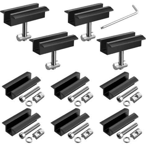 10 Pinces Centrales Solaires, Aluminium Anodisé, M8, Pour Modules 30-42mm, Toits Et Caravanes (1/5)