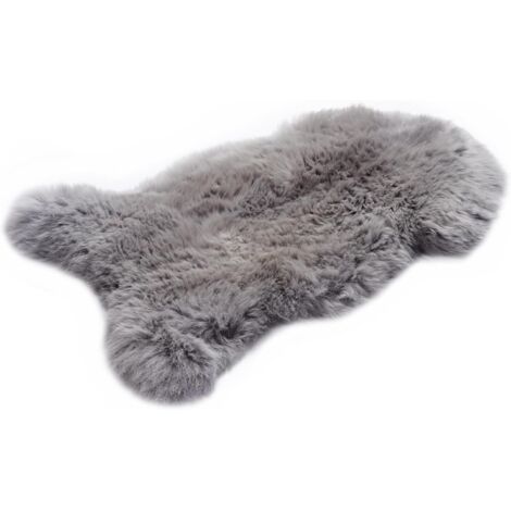 1 Peau De Mouton Argent 100-110 Cm, Tapis Fourrure Naturelle Doux, Décoration Salon Chambre (1/5)