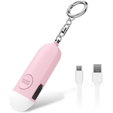 1 Alarme de poche, Sirène 130 dB, Lumière LED, Rechargeable USB, Pour femmes enfants seniors (1/5)