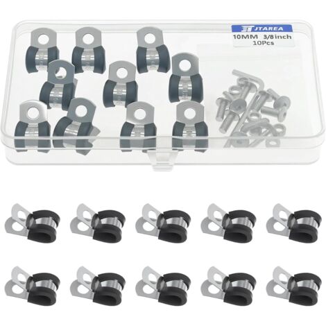 10 Colliers De Serrage Acier Inoxydable 10mm Caoutchouc Fixation Tuyau Automobile (1/5)