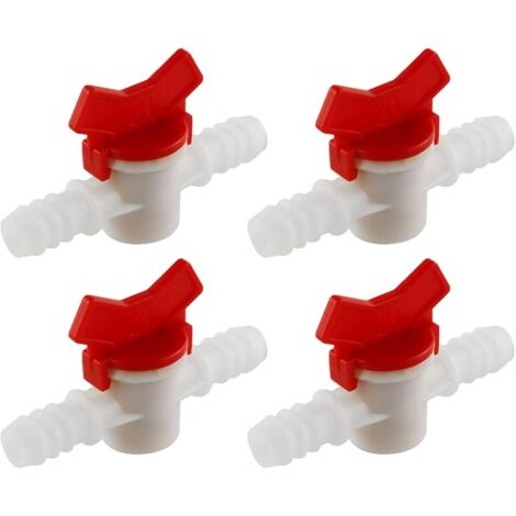 4PCS Vanne à bille barbelée, Connecteur irrigation 10mm, Robinet contrôle débit POM, Pour jardin agriculture industrie (1/5)