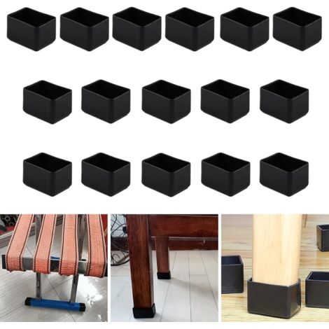 Lot de 16 Protections Pieds Chaise, Silicone Noir 20x30mm, Anti-Rayures Sol Bois (1/5)