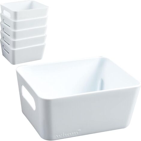 Lot de 6 Boîte de rangement, 12,5x10x6cm, Plastique, Blanc, Tiroir, Organisateur (1/5)