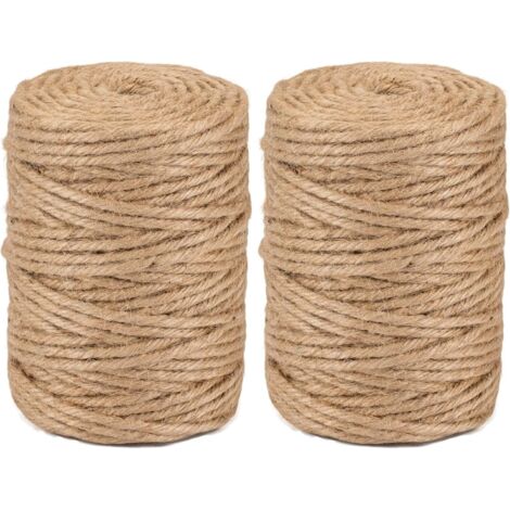 Lot de 2 Ficelle Jute Naturelle Ø5mm, 100m Corde Résistante 6 Fils, Pour Jardinage Bricolage (1/5)