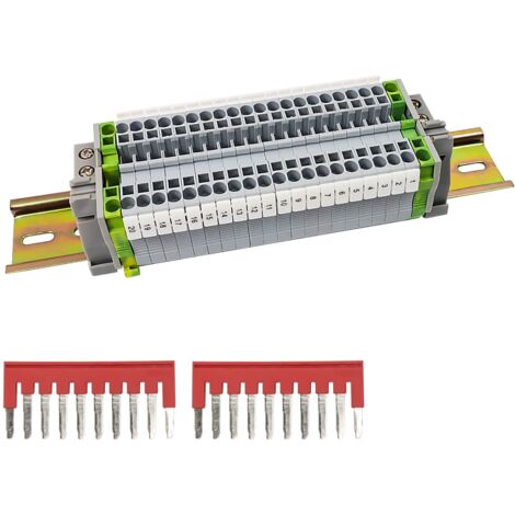20 Pièces Bornier, Rail Din 20 cm, Clips Mise À La Terre, Câblage Rapide, Polyéthylène, Pour Tableau Électrique