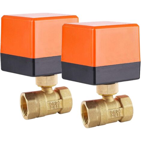 Lot de 2 Vannes Électriques DN20 G3/4, Actionneur 230V, Laiton Chauffage Climatisation (1/5)