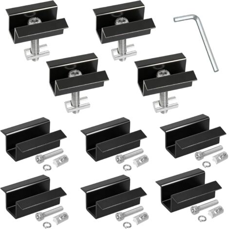 10 Pinces Centrales Solaires, Aluminium, Pour Panneaux 30-45mm, Supports Réglables, Toits Plats Ou Métalliques (1/5)