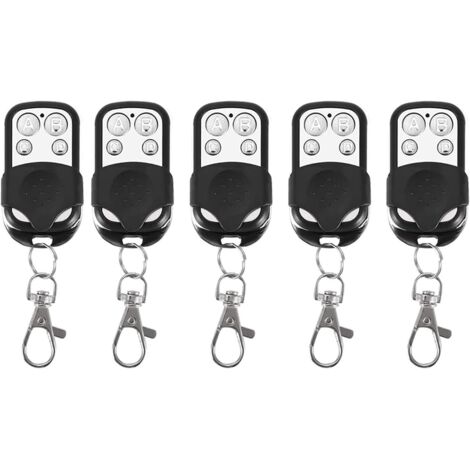 Lot de 5 Télécommande 433 MHz, Code Fixe, Portail Garage Alarme, Argent (1/5)