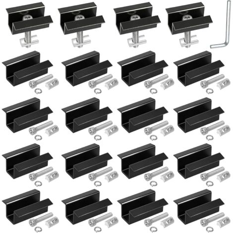 20 Pinces Centrales Solaires, Aluminium, Réglables 30-45mm, Pour Panneaux Photovoltaïques, Toits Plats Ou Métalliques (1/5)