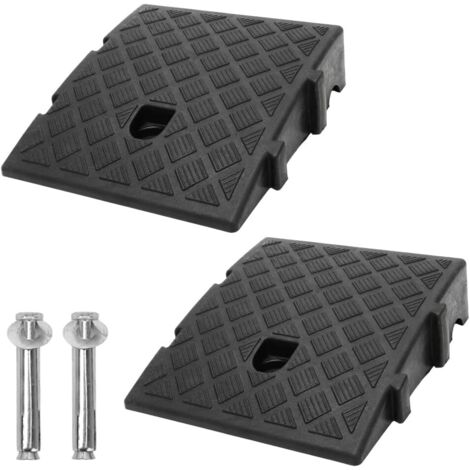 Lot de 2 Rampes de trottoir, Hauteur 7 cm, Plastique robuste, Antidérapant, Pour voiture et fauteuil roulant (1/5)