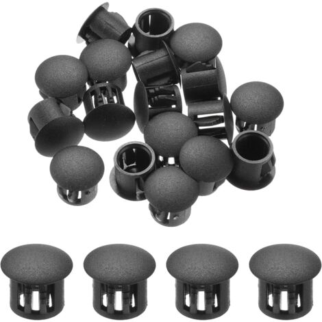 32 Bouchon de trou, 10mm Nylon Noir, Embout insertion, Pour tube meuble, Armoire (1/5)