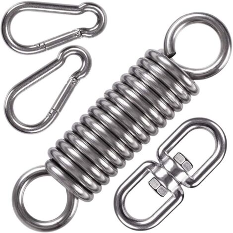 Crochets de Sac de Boxe Acier Inoxydable, Hamac Balançoire Ressort Kit Suspendu, Crochets de Suspendu Pivotants avec 2 Mousquetons Ressort pour Chaise Suspendue, Balançoires, Sac Lourd (1/5)