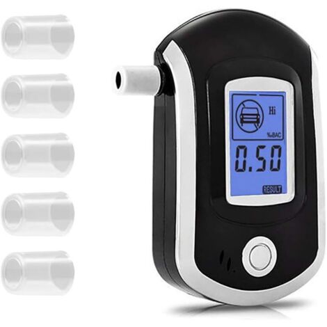 Éthylotest Numérique Alcootest Alcool Testeur d'Haleine avec Ecran LCD Ethylomètre Rétroéclairage Inclus à à l'arrière de l'Alcootest Testeur d'alcool Portable (1/5)