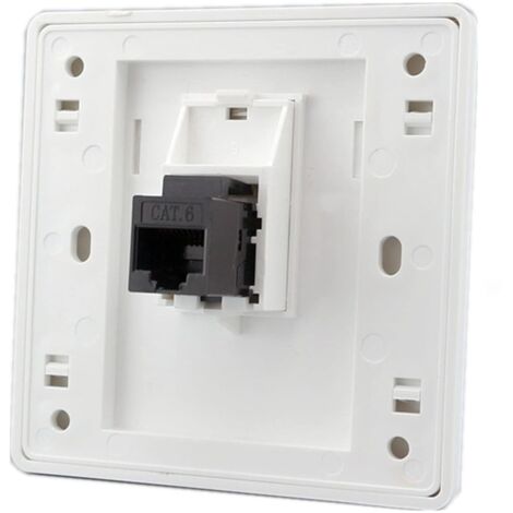 Femelle à femelle CAT6 Gigabit prise murale réseau double passage RJ45 LAN façade Internet prise de courant droite, 86x86mm (LAN x 1) (1/4)